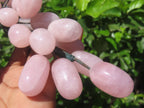 Polished Rose Quartz Hanging Bunch of Grapes with Green Fuchsite Leaves - sold per item - From South Africa - Toprock Gemstones and Minerals 