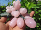 Polished Rose Quartz Hanging Bunch of Grapes with Green Fuchsite Leaves - sold per item - From South Africa - Toprock Gemstones and Minerals 