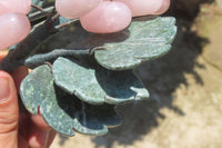 Polished Rose Quartz Hanging Bunch of Grapes with Green Fuchsite Leaves - sold per item - From South Africa - Toprock Gemstones and Minerals 