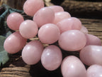 Polished Rose Quartz Hanging Bunch of Grapes with Green Fuchsite Leaves - sold per item - From South Africa - Toprock Gemstones and Minerals 