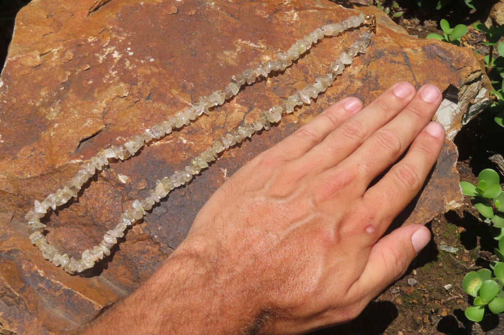 Polished Golden Rutile Quartz Tumble Chip Beaded Necklace - Sold Per Item - From Brazil - Toprock Gemstones and Minerals 