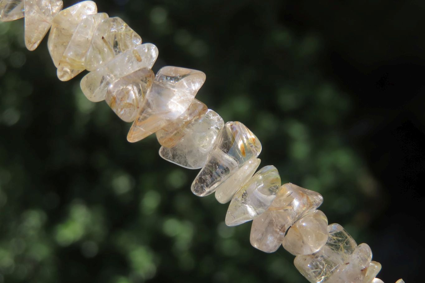 Polished Golden Rutile Quartz Tumble Chip Beaded Necklace - Sold Per Item - From Brazil - Toprock Gemstones and Minerals 