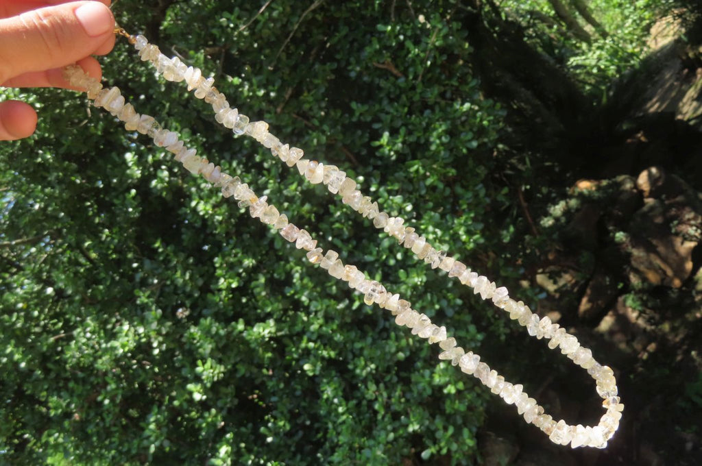 Polished Golden Rutile Quartz Tumble Chip Beaded Necklace - Sold Per Item - From Brazil - Toprock Gemstones and Minerals 