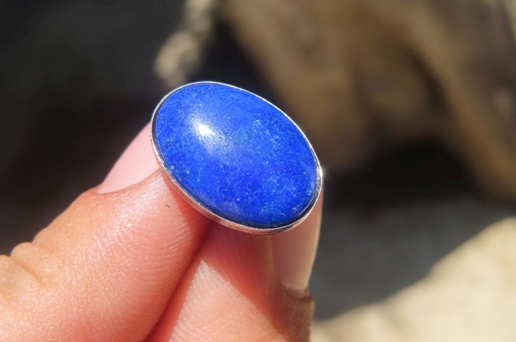 Polished Lapis Lazuli Pendant and Earrings Set in Sterling Sliver - Sold Per Set - From Afghanistan - Toprock Gemstones and Minerals 