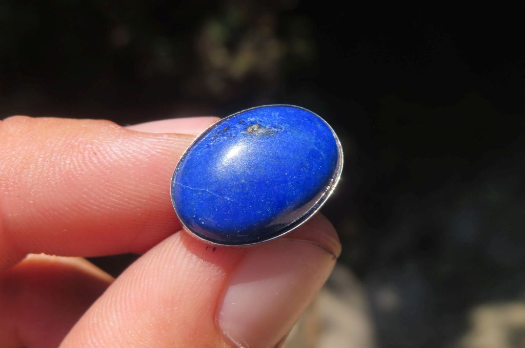 Polished Lapis Lazuli Pendant and Earrings Set in Sterling Sliver - Sold Per Set - From Afghanistan - Toprock Gemstones and Minerals 