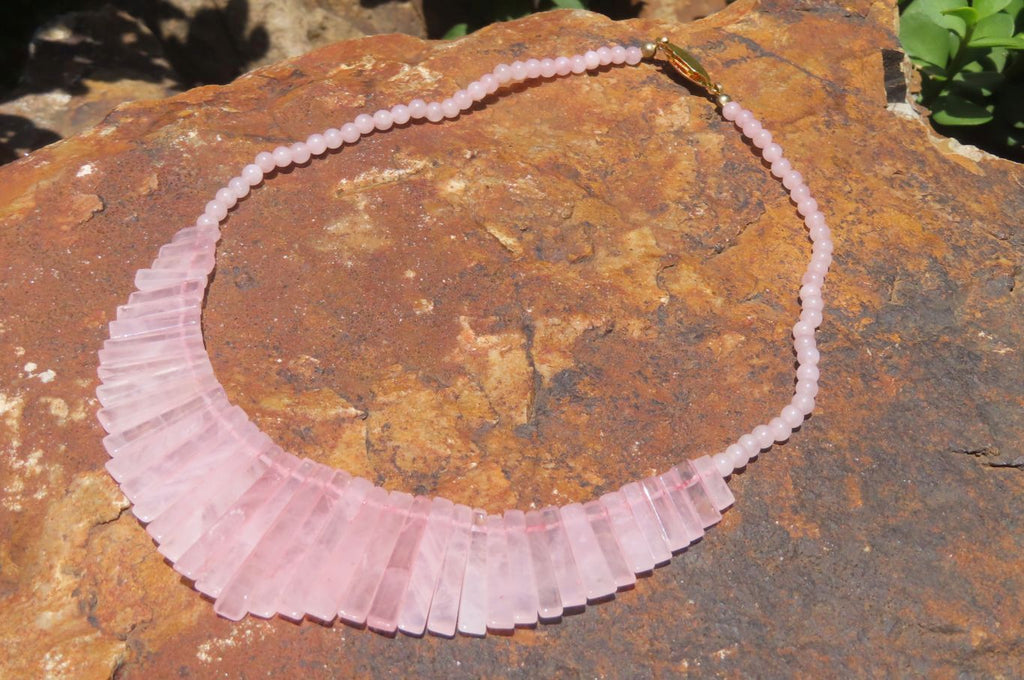 Hand Made Rose Quartz Egyptian Choker Necklace - Sold per Item - From Namibia - Toprock Gemstones and Minerals 