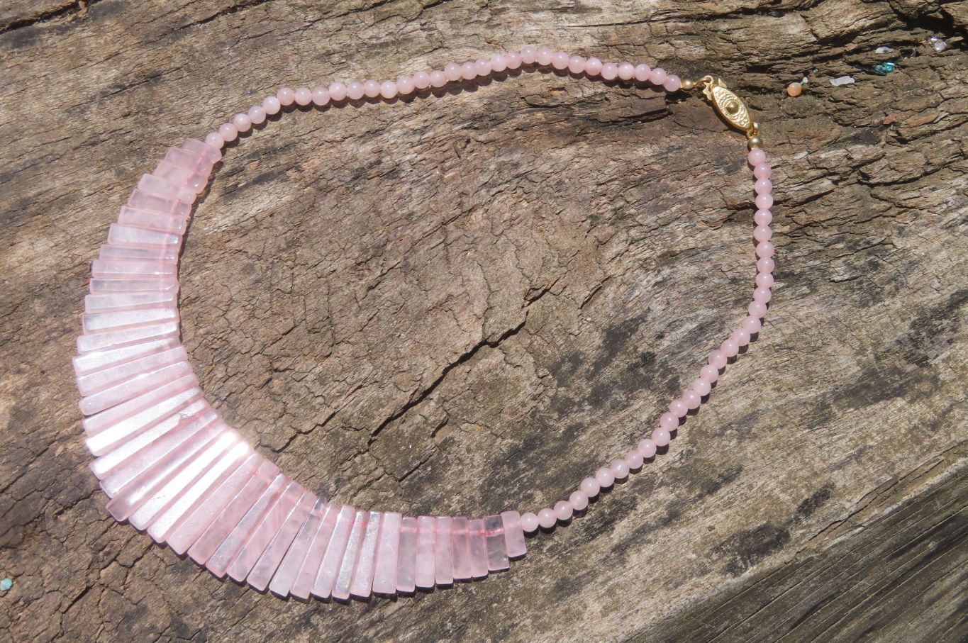 Hand Made Rose Quartz Egyptian Choker Necklace - Sold per Item - From Namibia - Toprock Gemstones and Minerals 