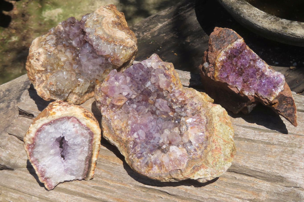 Natural Zululand Amethyst Geodes x 4 from Jozini, South Africa - Toprock Gemstones and Minerals 