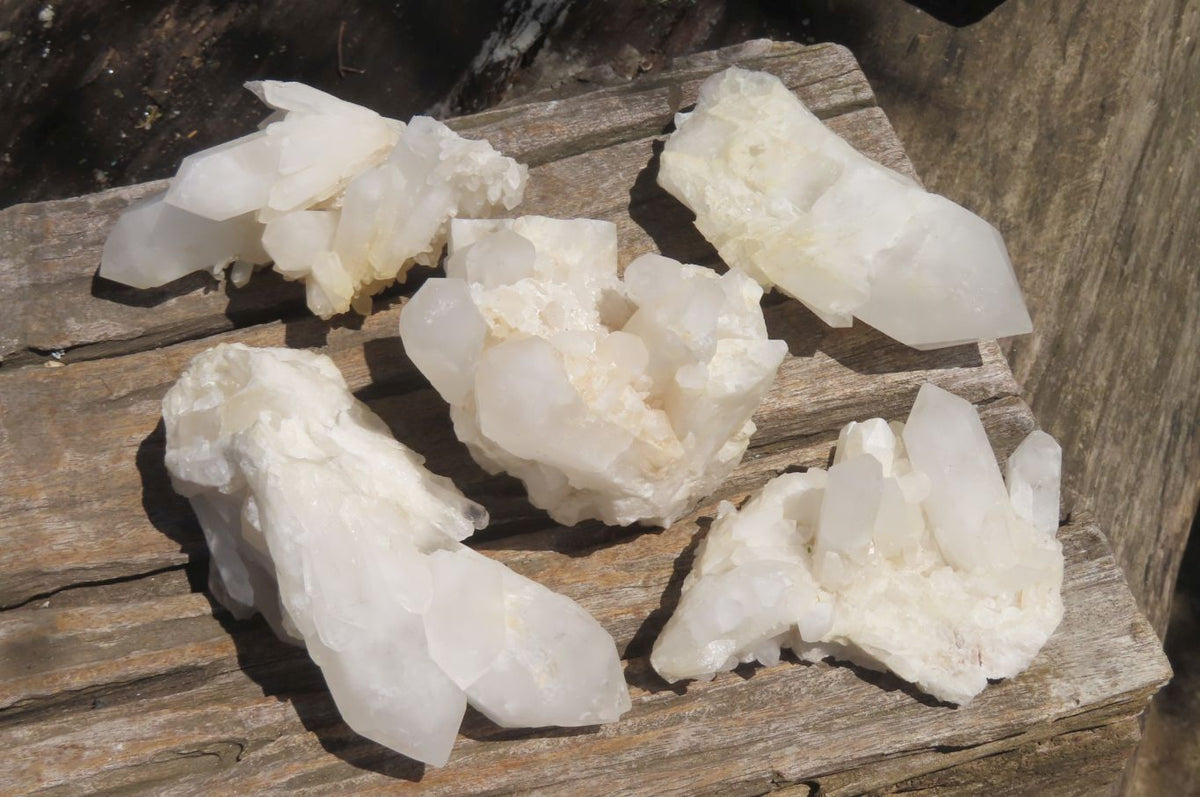 Natural Quartz Crystal Clusters x 5 From Madagascar - Toprock Gemstones and Minerals 