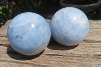 Polished Blue Calcite Spheres - Sold Per Item - From Ihadilalana, Madagascar