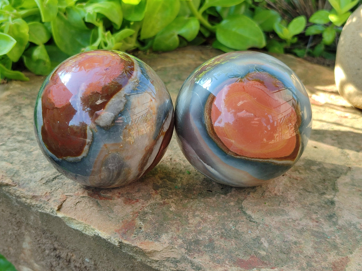 Polished Polychrome Jasper Spheres x 4 From Mahajanga, Madagascar - Toprock Gemstones and Minerals 