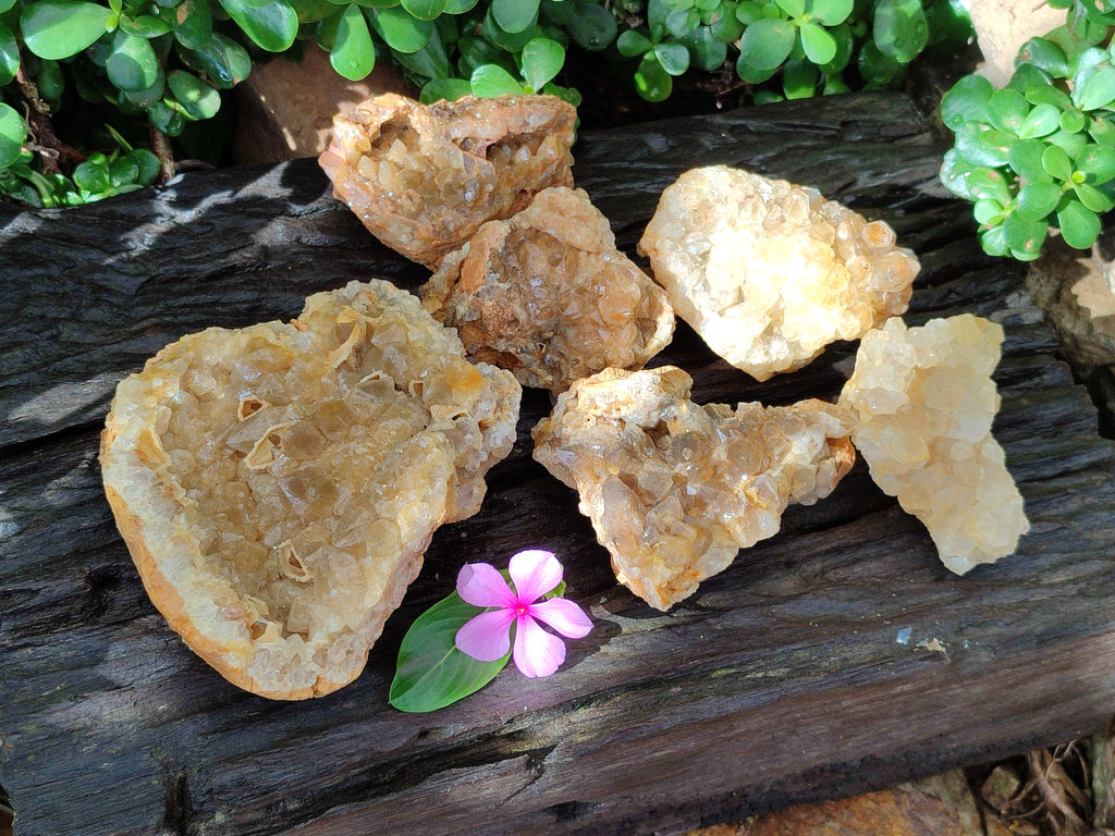 Natural Limonite Quartz Clusters x 6 From Solwezi, Zambia - Toprock Gemstones and Minerals 