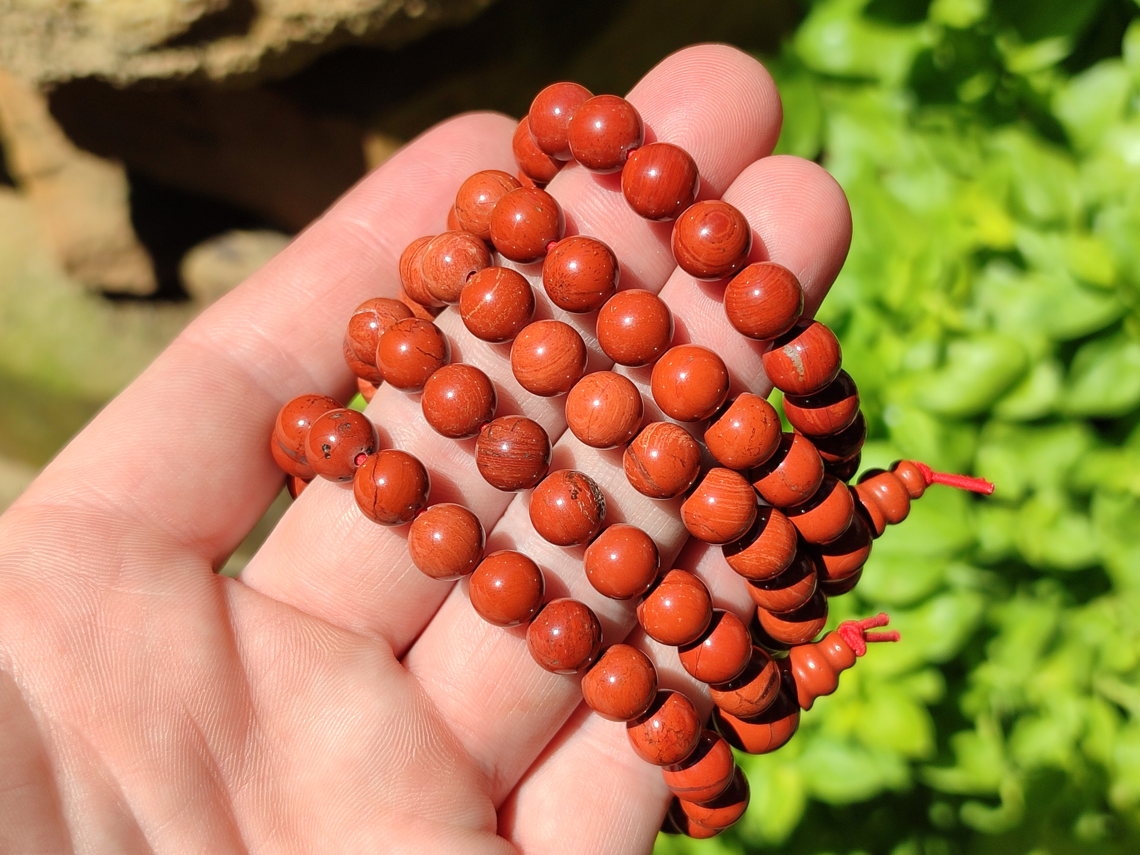 Polished Red Jasper Beaded Stretch Buddha Bracelet - Sold Per Item - From South Africa - Toprock Gemstones and Minerals 
