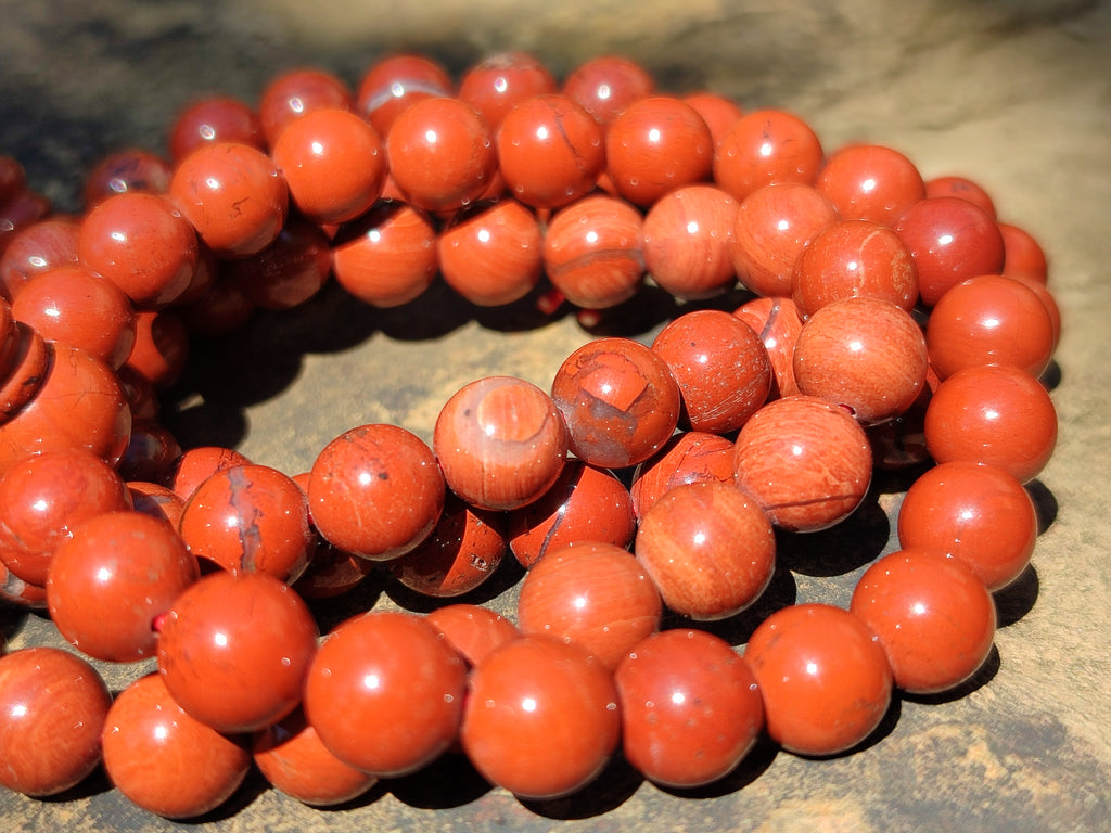 Polished Red Jasper Beaded Stretch Buddha Bracelet - Sold Per Item - From South Africa - Toprock Gemstones and Minerals 