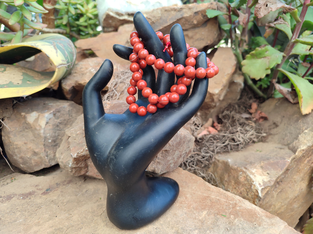 Polished Red Jasper Beaded Stretch Buddha Bracelet - Sold Per Item - From South Africa - Toprock Gemstones and Minerals 