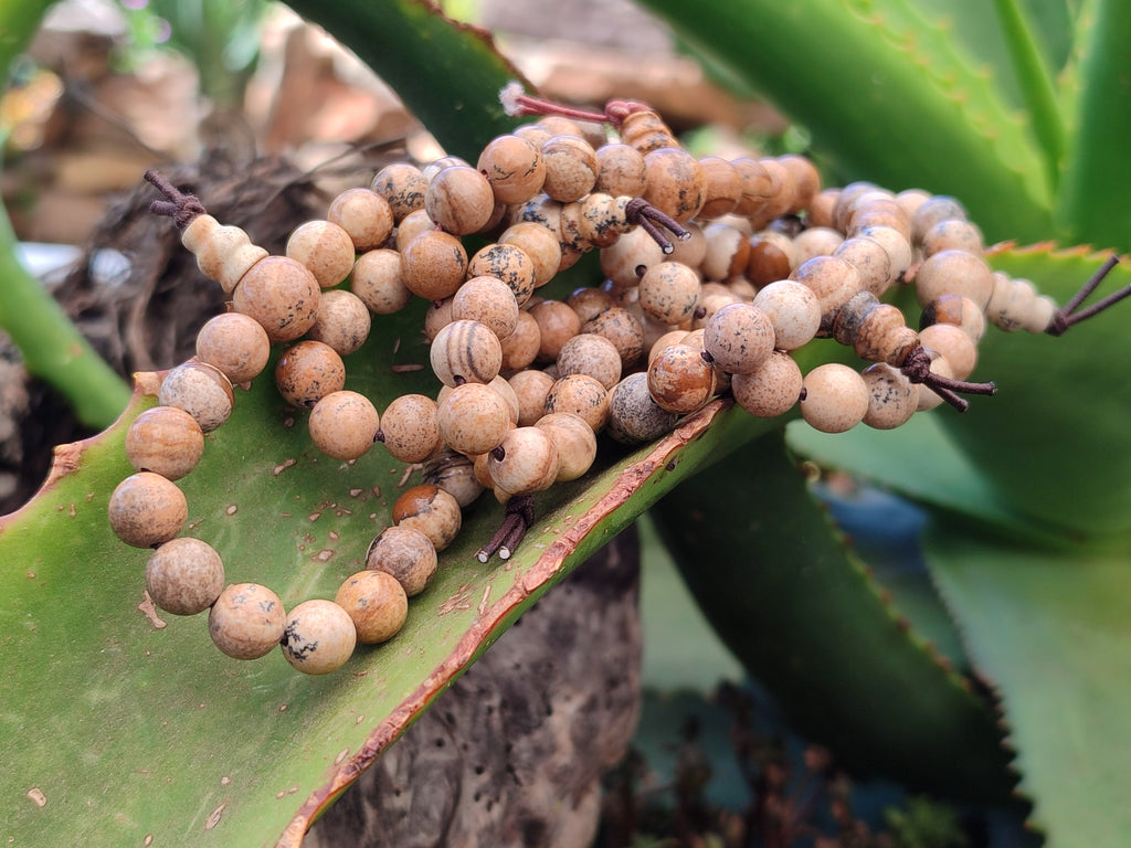 Polished Namibian Desert Picture Stone Jasper Beaded Stretch Buddha Bracelet - Sold Per Item - From Namibia - Toprock Gemstones and Minerals 