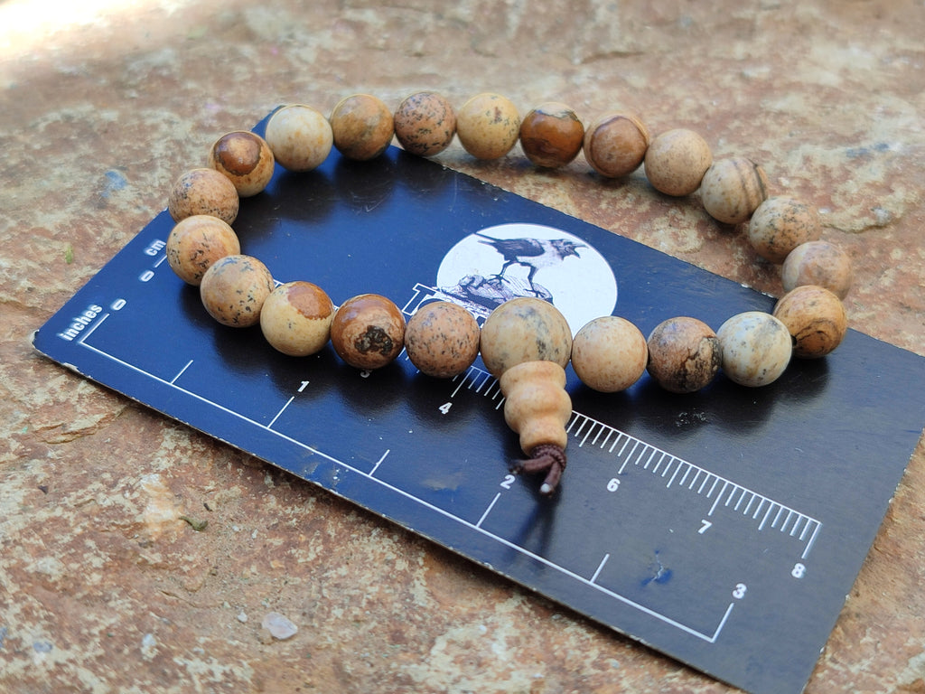 Polished Namibian Desert Picture Stone Jasper Beaded Stretch Buddha Bracelet - Sold Per Item - From Namibia - Toprock Gemstones and Minerals 