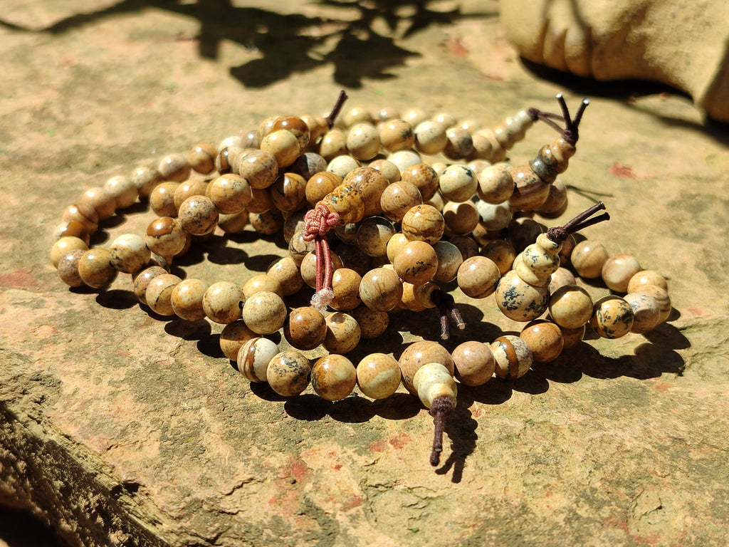 Polished Namibian Desert Picture Stone Jasper Beaded Stretch Buddha Bracelet - Sold Per Item - From Namibia - Toprock Gemstones and Minerals 