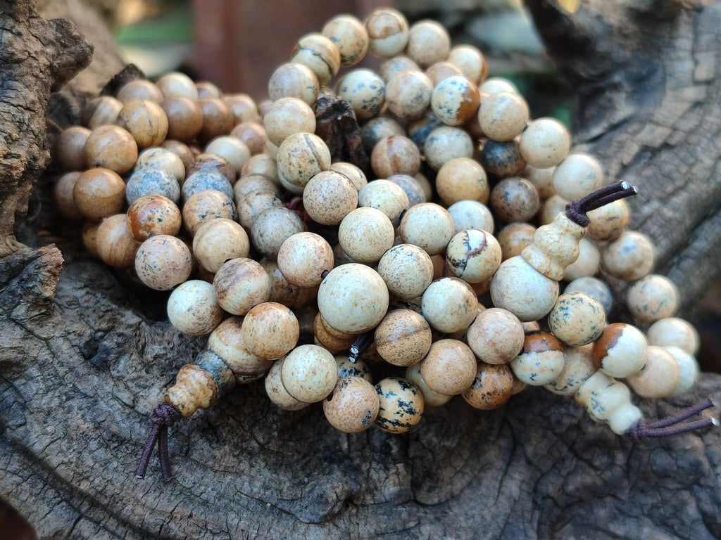 Polished Namibian Desert Picture Stone Jasper Beaded Stretch Buddha Bracelet - Sold Per Item - From Namibia - Toprock Gemstones and Minerals 