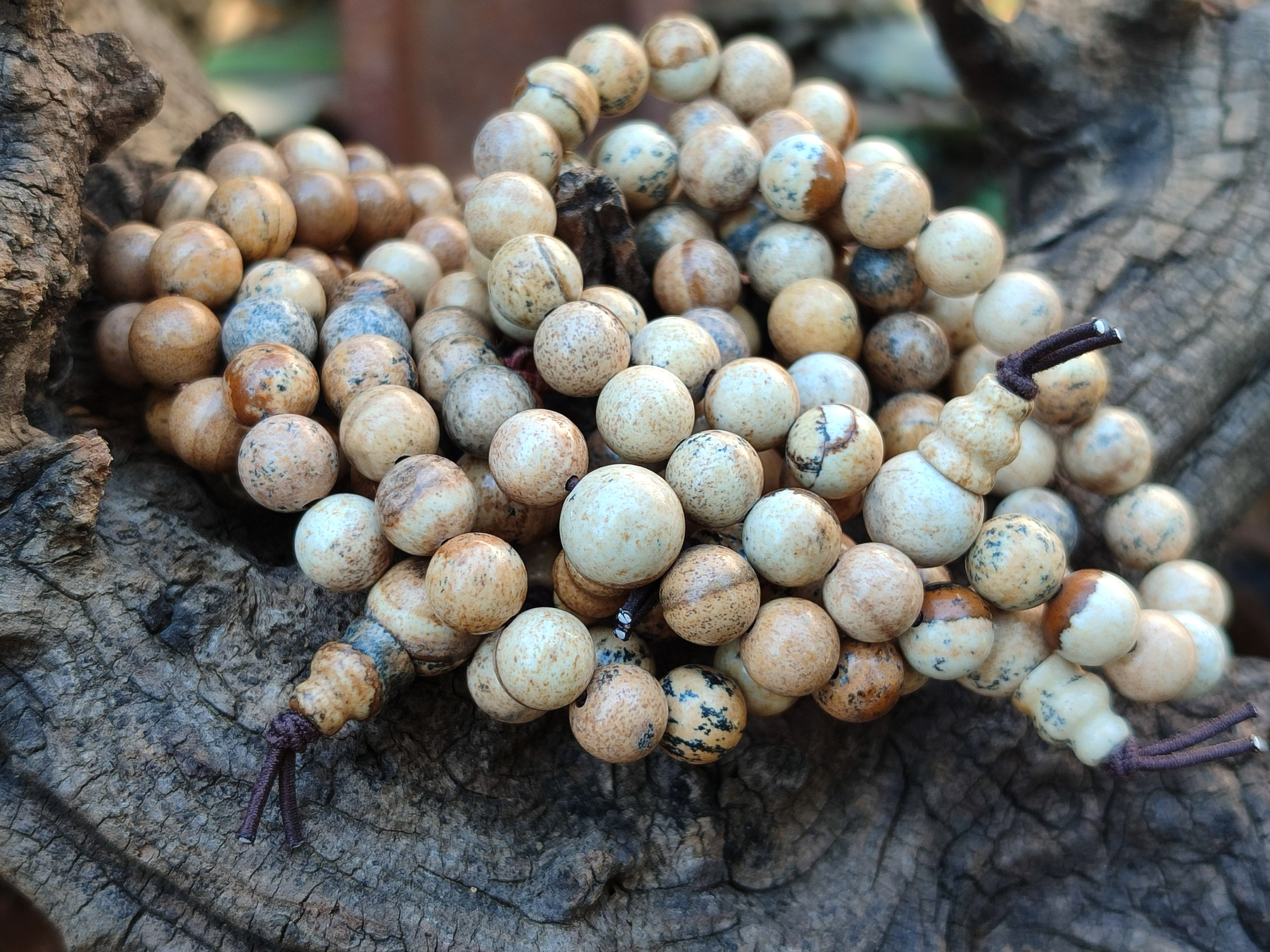 Polished Namibian Desert Picture Stone Jasper Beaded Stretch Buddha Bracelet - Sold Per Item - From Namibia - Toprock Gemstones and Minerals 