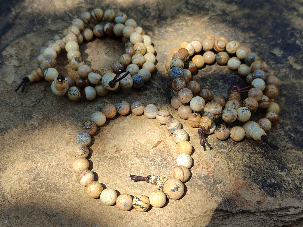 Polished Namibian Desert Picture Stone Jasper Beaded Stretch Buddha Bracelet - Sold Per Item - From Namibia - Toprock Gemstones and Minerals 