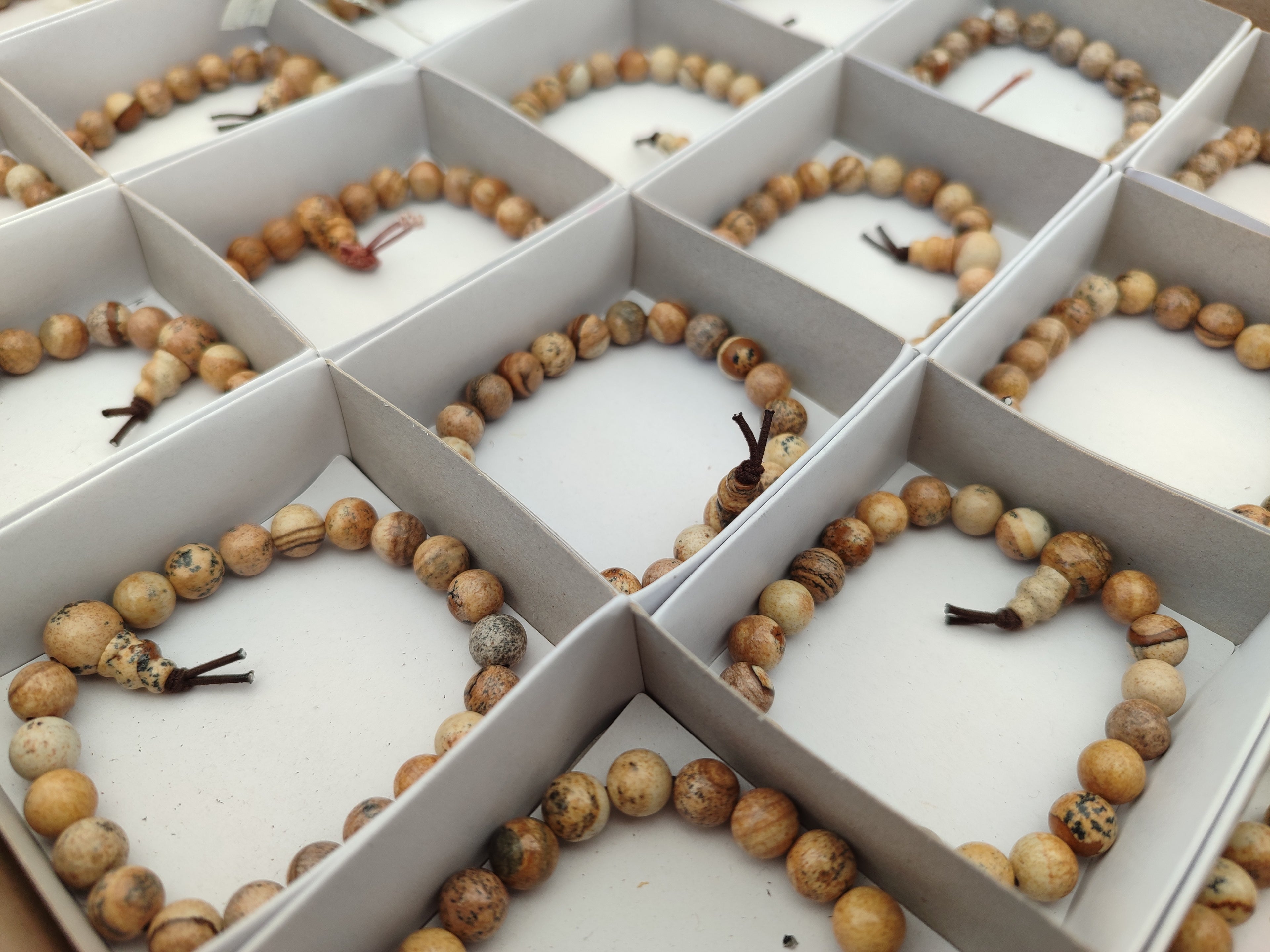 Polished Namibian Desert Picture Stone Jasper Beaded Stretch Buddha Bracelet - Sold Per Item - From Namibia - Toprock Gemstones and Minerals 