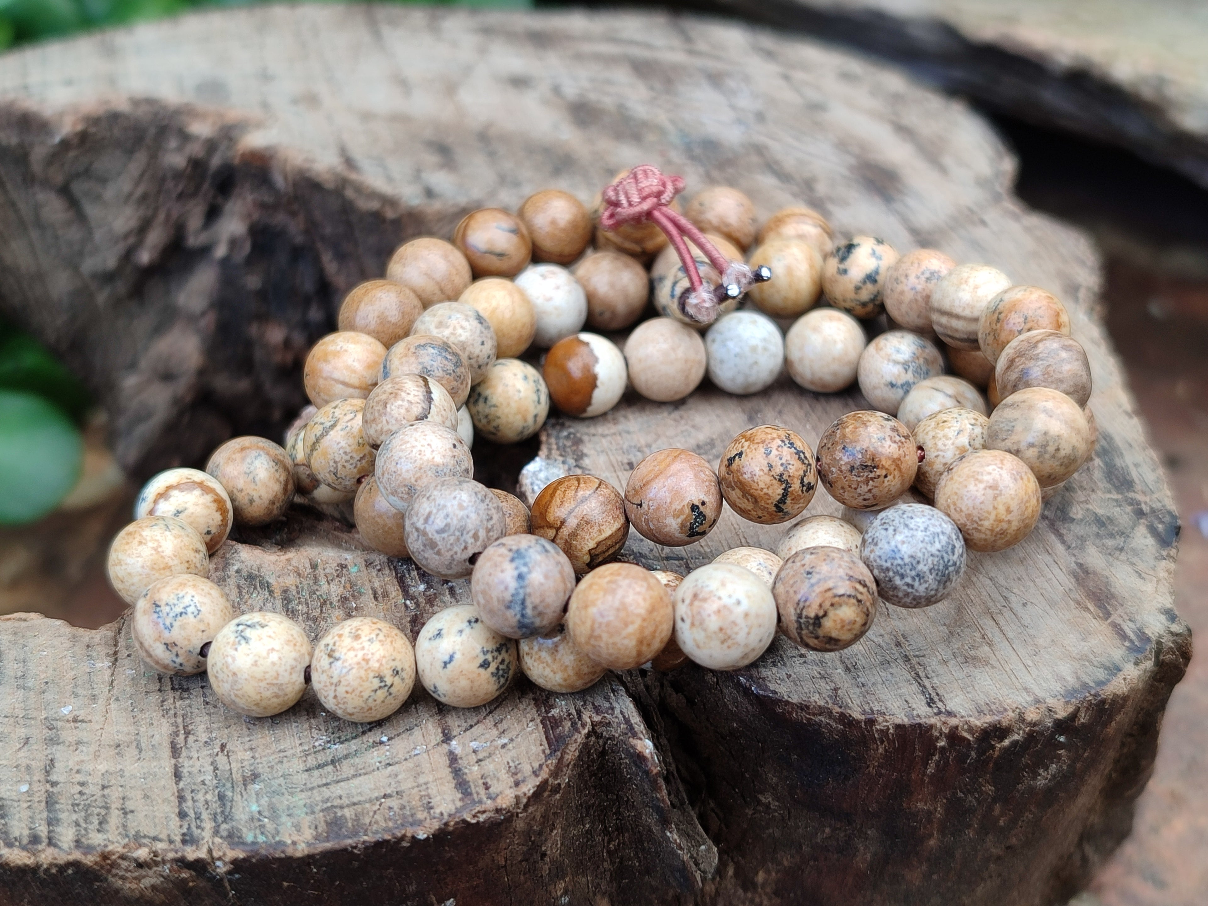Polished Namibian Desert Picture Stone Jasper Beaded Stretch Buddha Bracelet - Sold Per Item - From Namibia - Toprock Gemstones and Minerals 