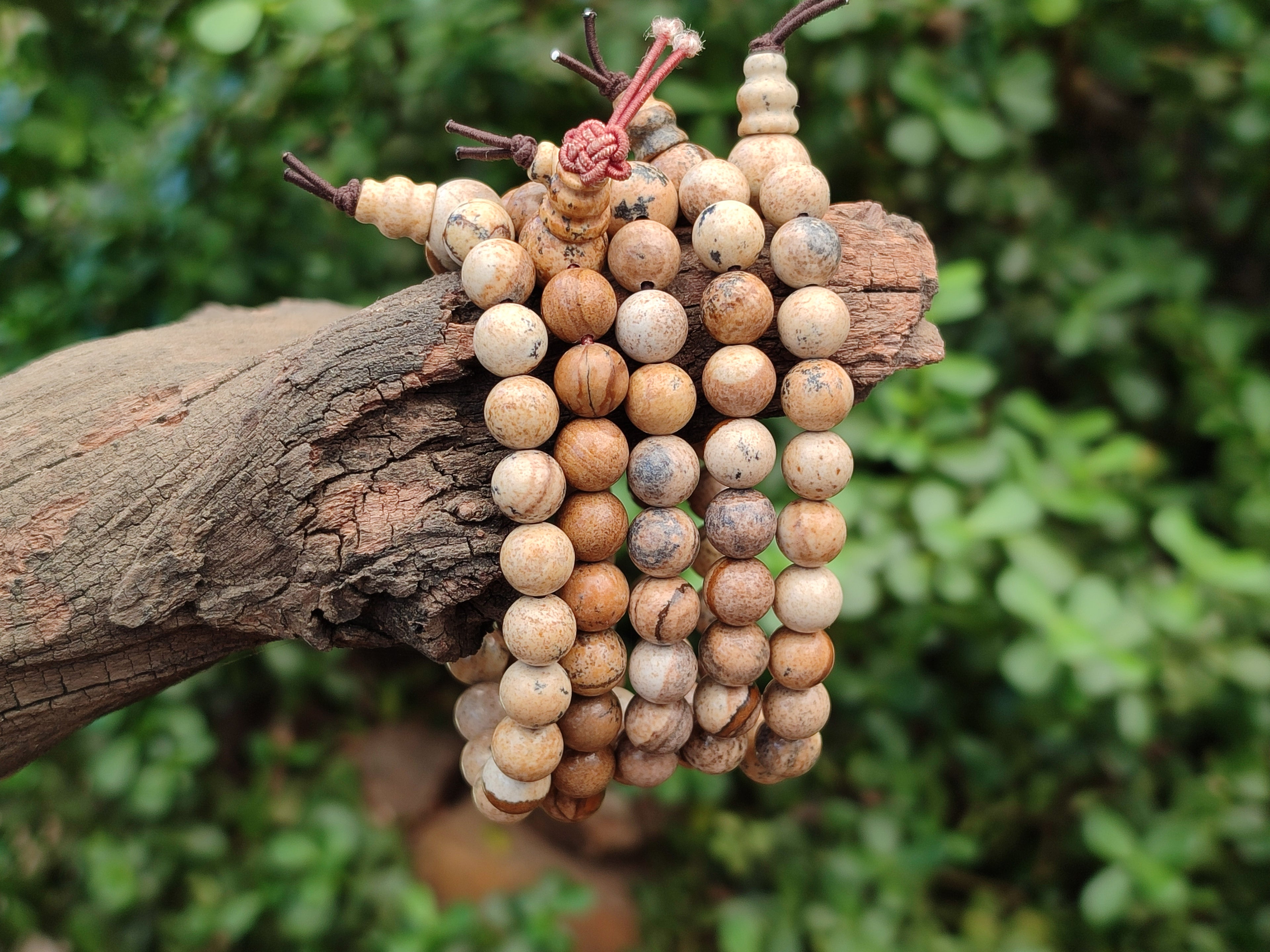 Polished Namibian Desert Picture Stone Jasper Beaded Stretch Buddha Bracelet - Sold Per Item - From Namibia - Toprock Gemstones and Minerals 