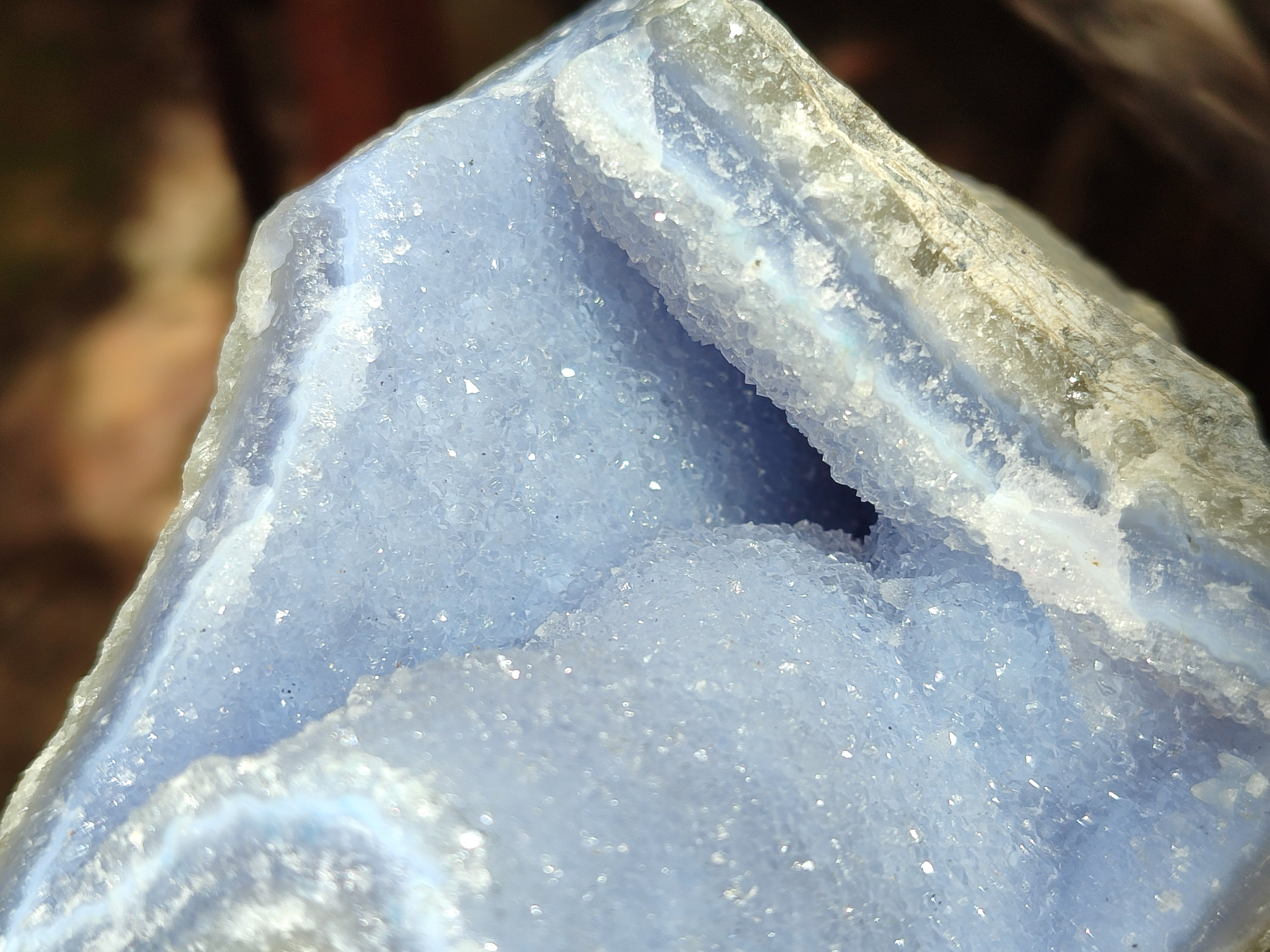 Natural Blue Lace Agate Geode Specimens x 3 From Malawi - Toprock Gemstones and Minerals 