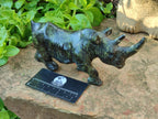 Hand Made Leopard Stone Rhino Carvings x 2 From Zimbabwe - Toprock Gemstones and Minerals 