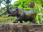 Hand Made Leopard Stone Rhino Carvings x 2 From Zimbabwe - Toprock Gemstones and Minerals 
