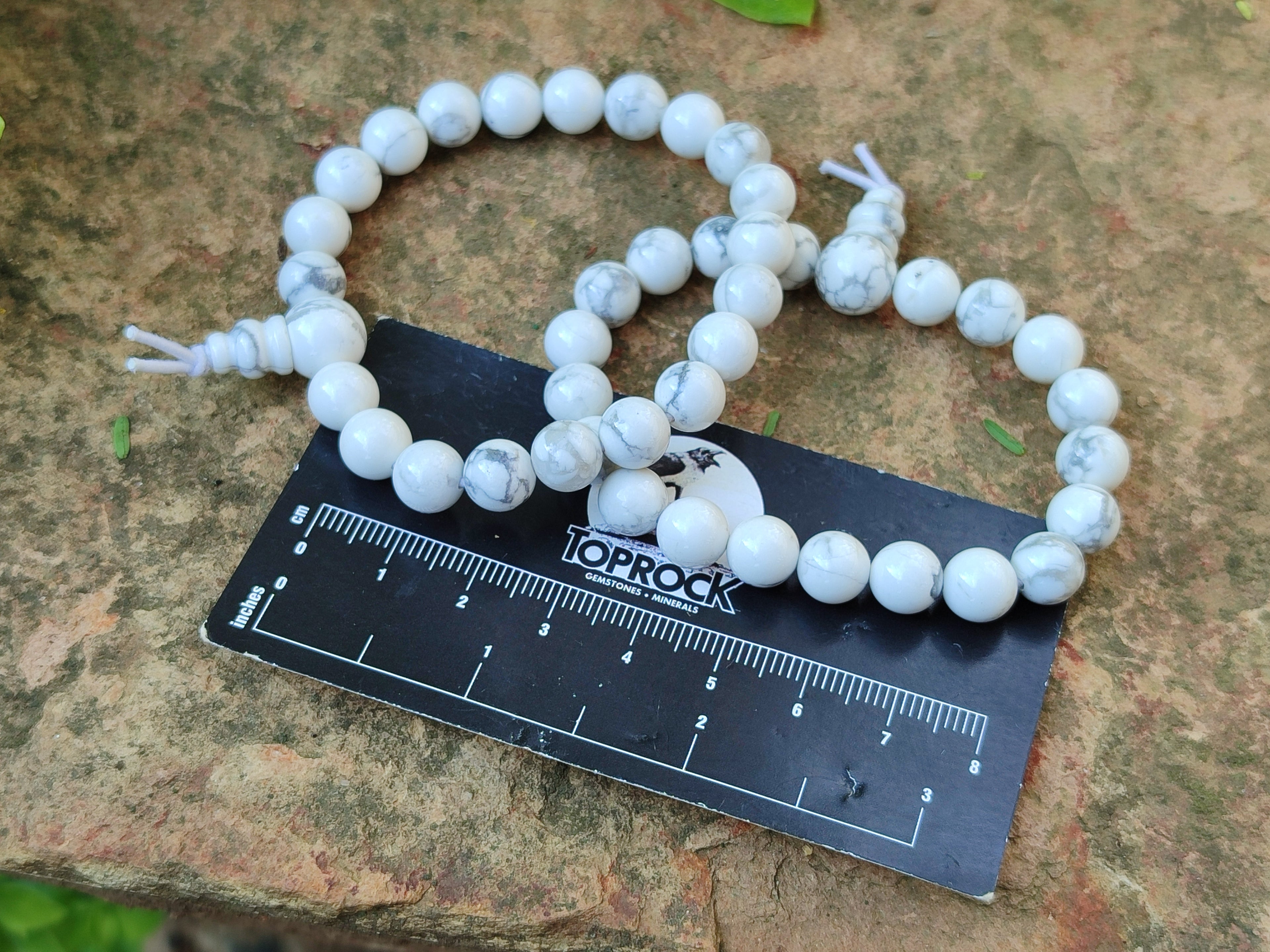 Polished Lightning Strike Magnesite - Howlite Beaded Stretch Buddha Bracelet - Sold Per Item - From Zimbabwe - Toprock Gemstones and Minerals 
