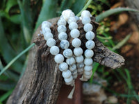 Polished Lightning Strike Magnesite - Howlite Beaded Stretch Buddha Bracelet - Sold Per Item - From Zimbabwe - Toprock Gemstones and Minerals 