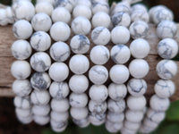 Polished Lightning Strike Magnesite - Howlite Beaded Stretch Buddha Bracelet - Sold Per Item - From Zimbabwe - Toprock Gemstones and Minerals 