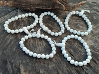 Polished Lightning Strike Magnesite - Howlite Beaded Stretch Buddha Bracelet - Sold Per Item - From Zimbabwe - Toprock Gemstones and Minerals 