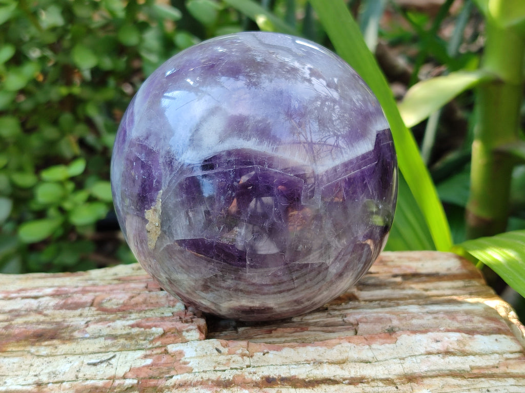 Polished Chevron Amethyst Spheres x 2 From Madagascar - Toprock Gemstones and Minerals 