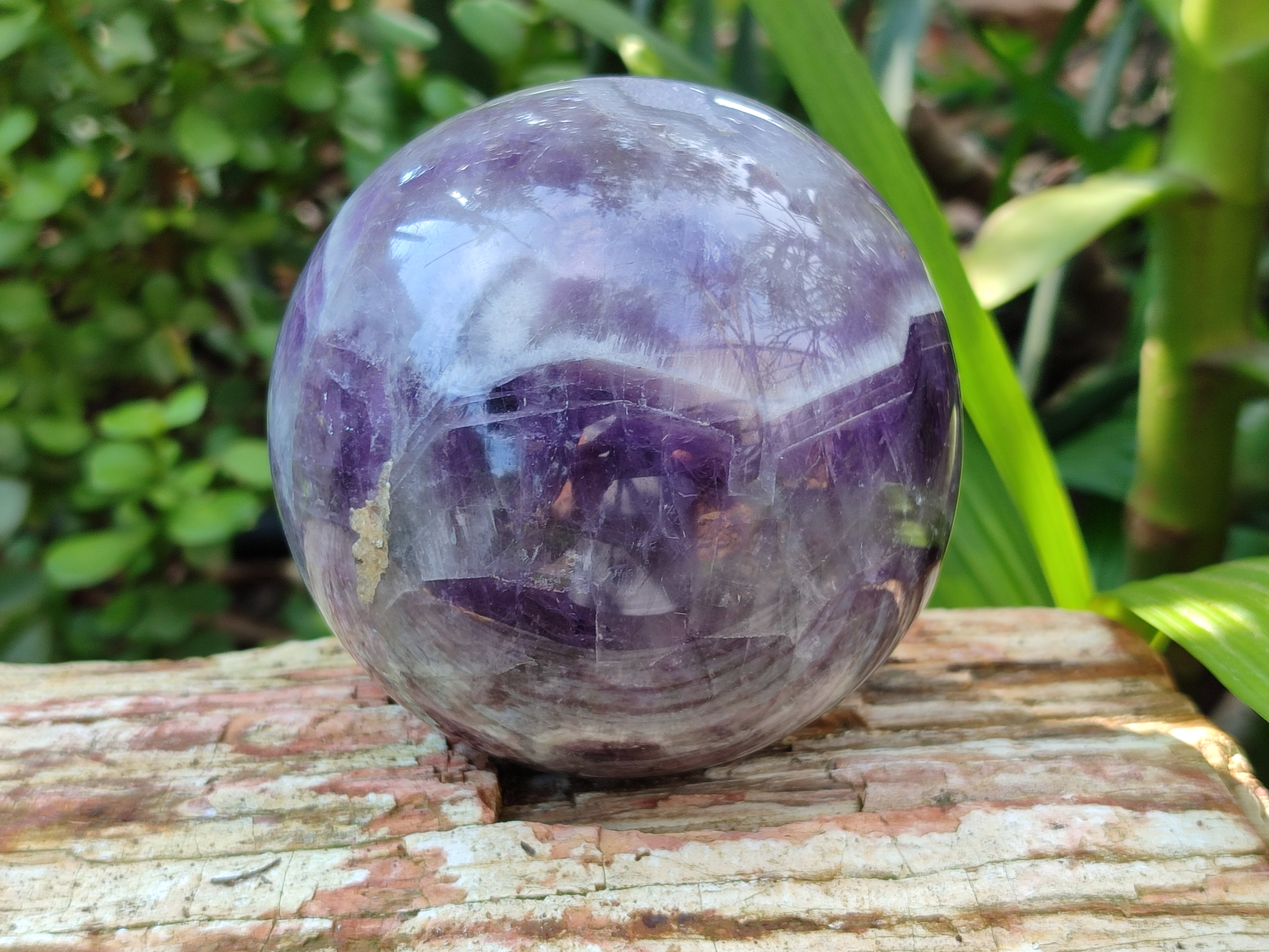 Polished Chevron Amethyst Spheres x 2 From Madagascar - Toprock Gemstones and Minerals 