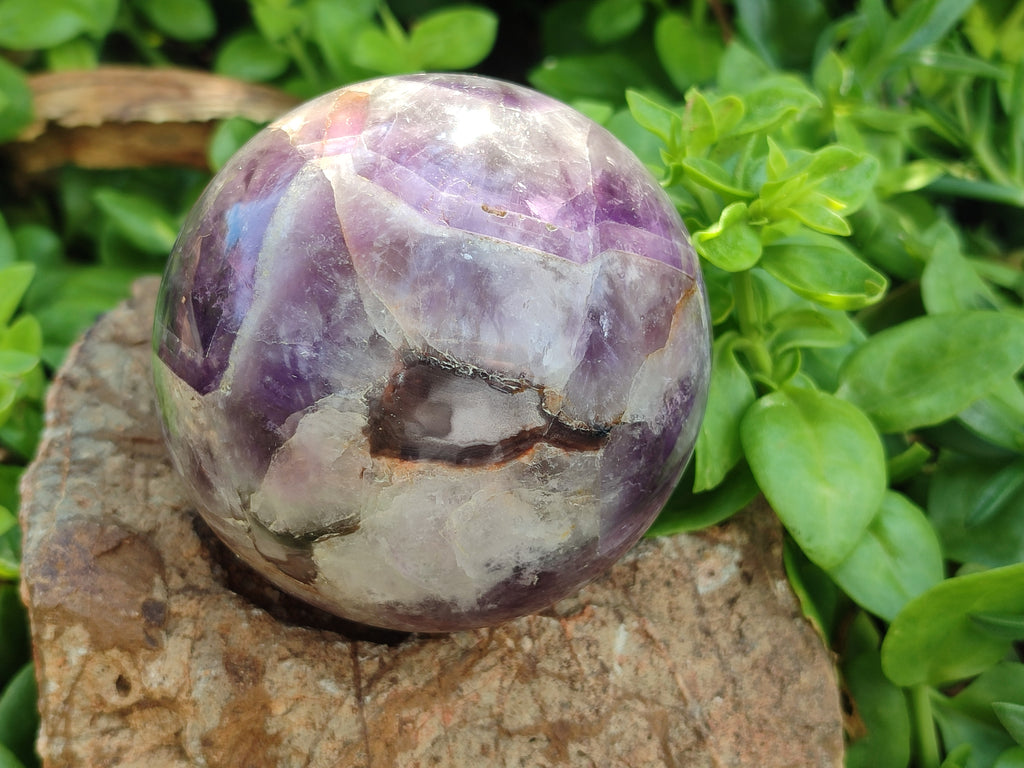 Polished Chevron Amethyst Spheres x 2 From Madagascar - Toprock Gemstones and Minerals 