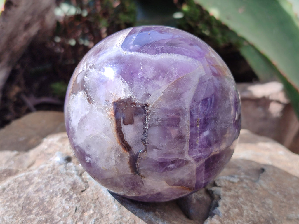 Polished Chevron Amethyst Spheres x 2 From Madagascar - Toprock Gemstones and Minerals 