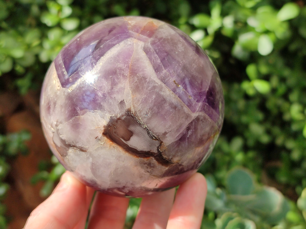 Polished Chevron Amethyst Spheres x 2 From Madagascar - Toprock Gemstones and Minerals 