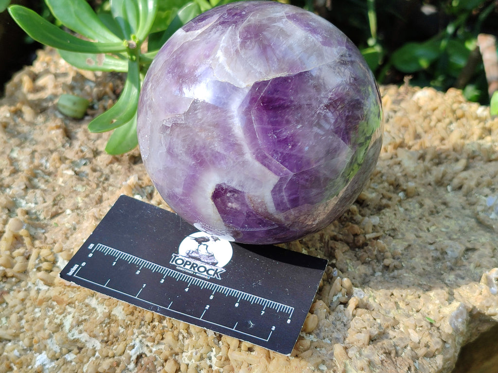 Polished Chevron Amethyst Spheres x 2 From Madagascar - Toprock Gemstones and Minerals 