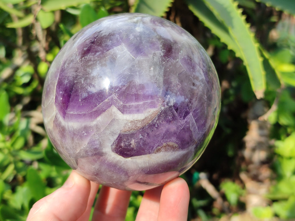 Polished Chevron Amethyst Spheres x 2 From Madagascar - Toprock Gemstones and Minerals 