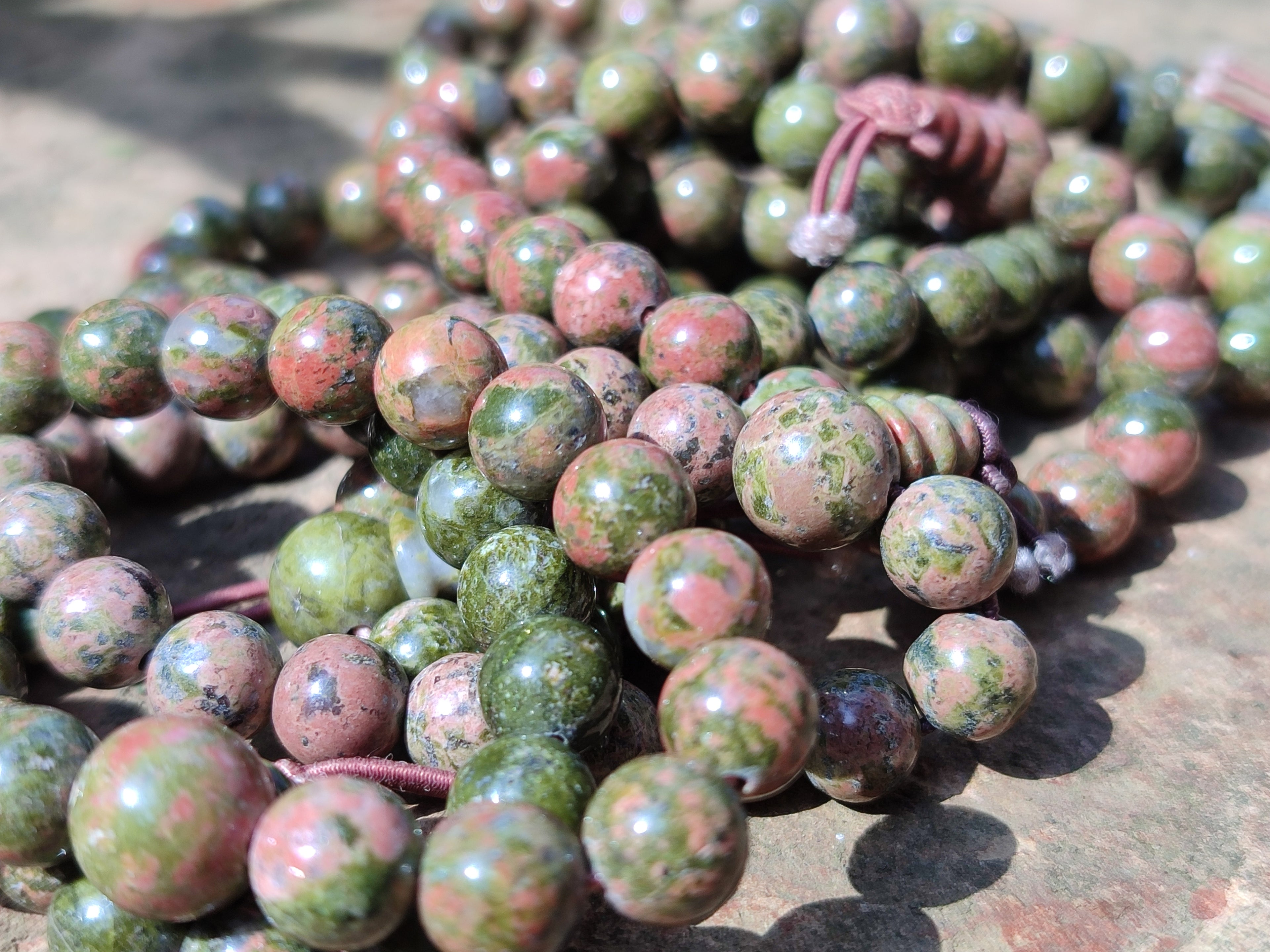 Polished Unakite Beaded Stretch Buddha Bracelet - Sold Per Item - From South Africa - Toprock Gemstones and Minerals 