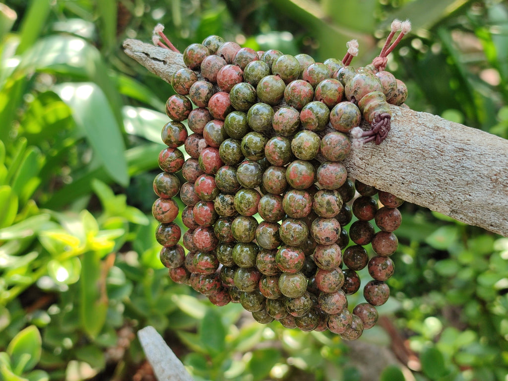 Polished Unakite Beaded Stretch Buddha Bracelet - Sold Per Item - From South Africa - Toprock Gemstones and Minerals 