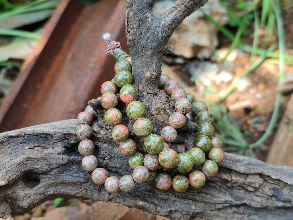 Polished Unakite Beaded Stretch Buddha Bracelet - Sold Per Item - From South Africa - Toprock Gemstones and Minerals 