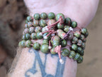 Polished Unakite Beaded Stretch Buddha Bracelet - Sold Per Item - From South Africa - Toprock Gemstones and Minerals 
