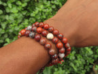 Polished Brecciated Red Jasper Beaded Stretch Buddha Bracelet - Sold Per Item - From South Africa - Toprock Gemstones and Minerals 
