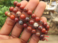 Polished Brecciated Red Jasper Beaded Stretch Buddha Bracelet - Sold Per Item - From South Africa - Toprock Gemstones and Minerals 