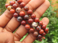 Polished Brecciated Red Jasper Beaded Stretch Buddha Bracelet - Sold Per Item - From South Africa - Toprock Gemstones and Minerals 