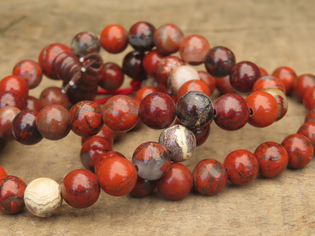 Polished Brecciated Red Jasper Beaded Stretch Buddha Bracelet - Sold Per Item - From South Africa - Toprock Gemstones and Minerals 